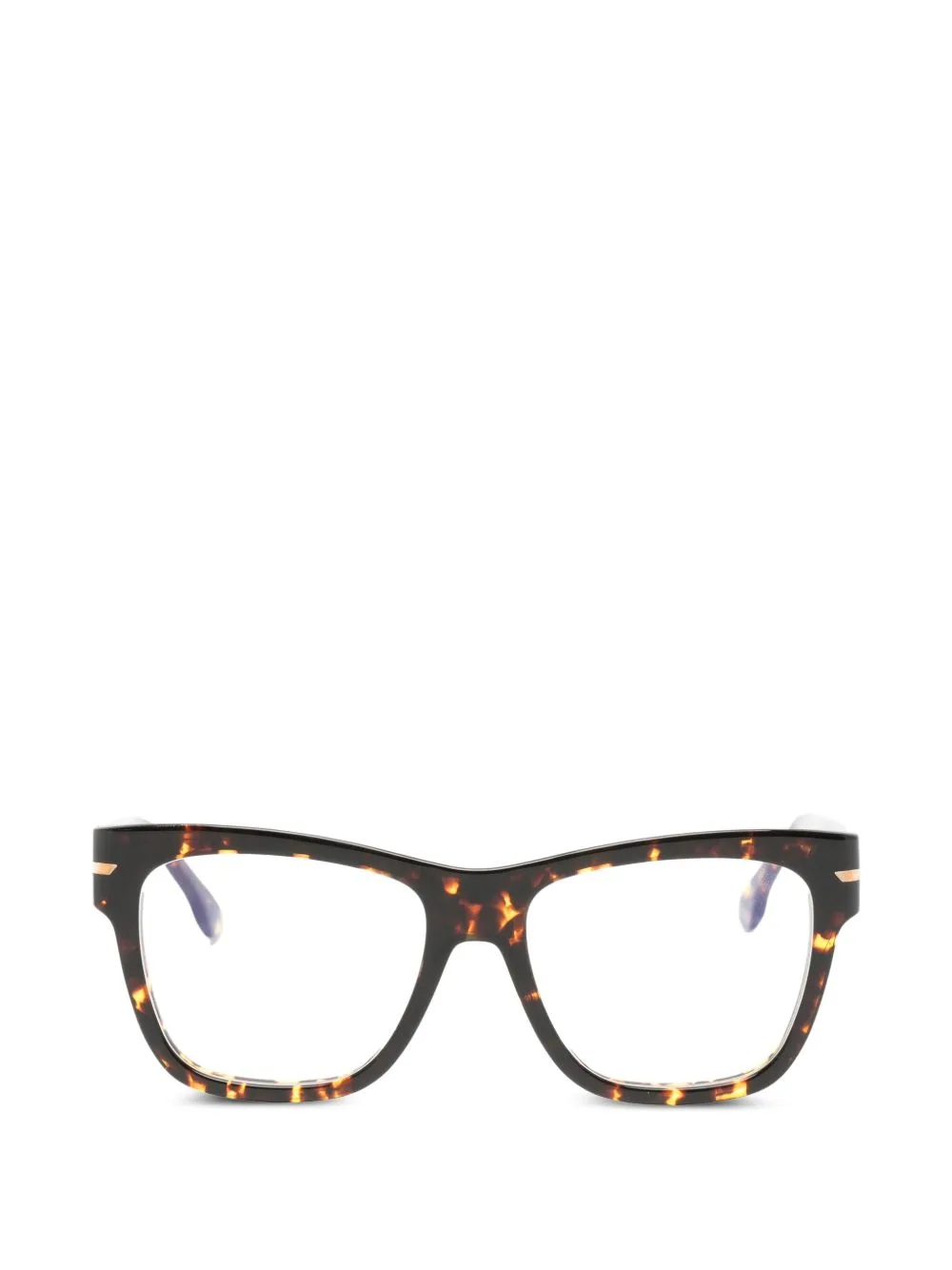 Tortoiseshell-Effect Rectangle-Frame Glasses by Victoria Beckham Eyewear
