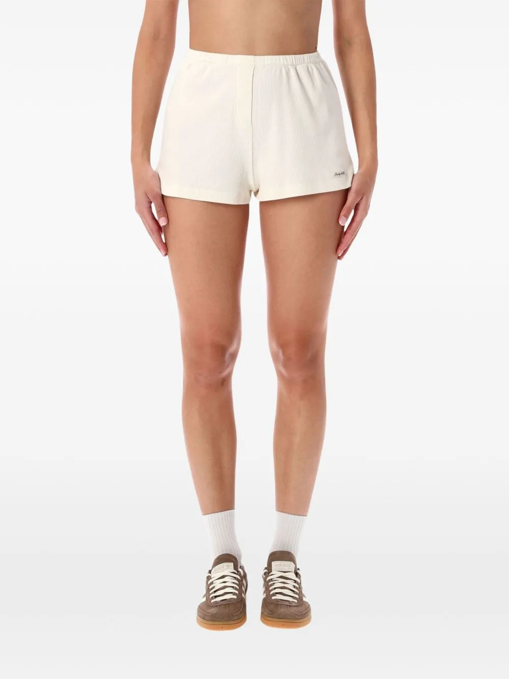 Ribbed-Knit Logo-Patch Shorts by Sporty & Rich
