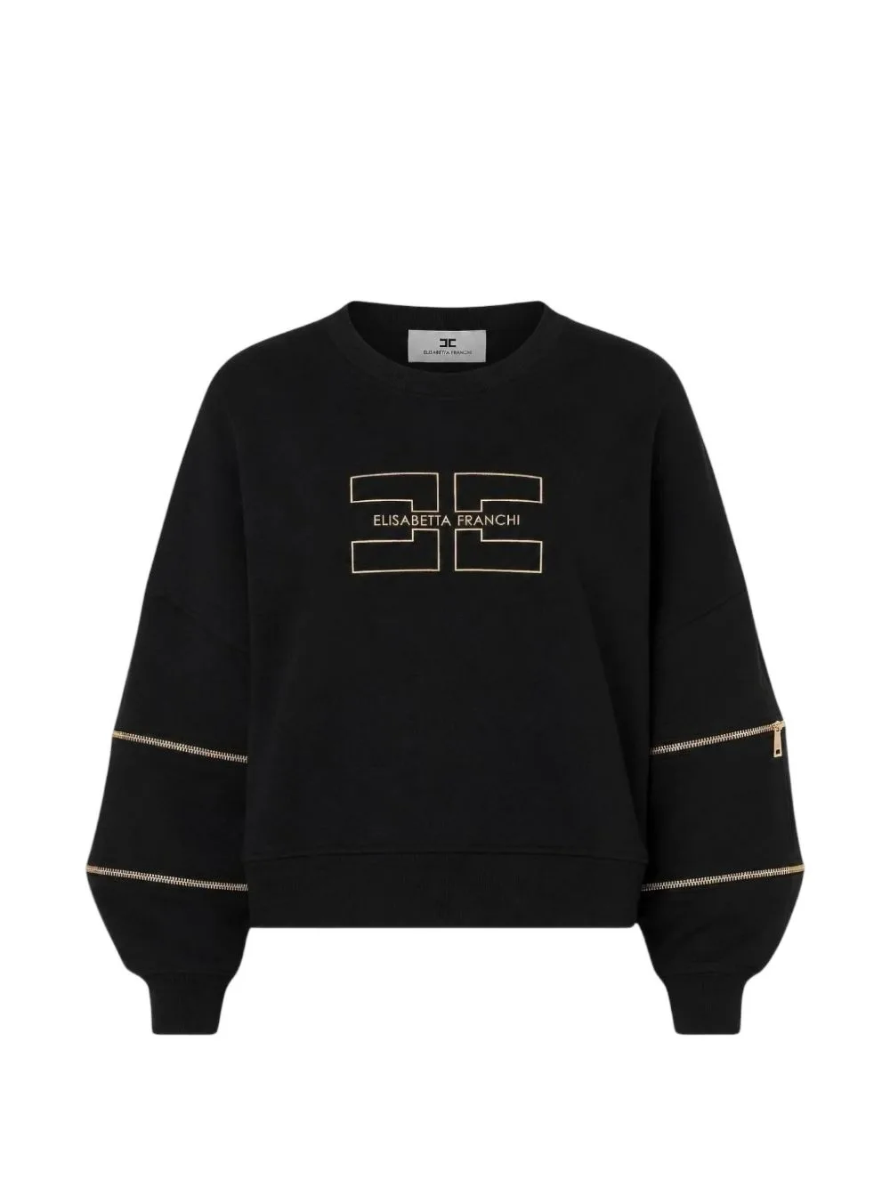 Logo-Embroidered Zip-Detail Sweatshirt by Elisabetta Franchi