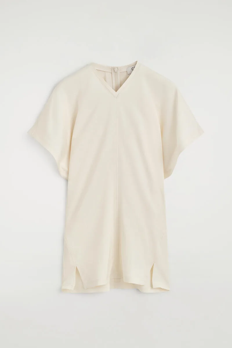 Draped Crepe V-Neck Top