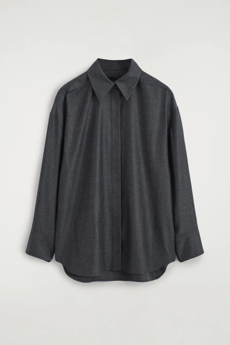 Wing-Collar Wool-Flannel Shirt by COS