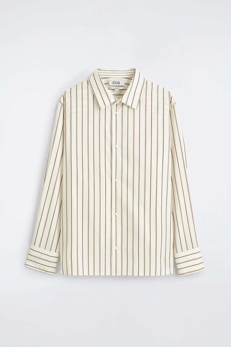 Striped Structured Cotton-Silk Shirt by COS