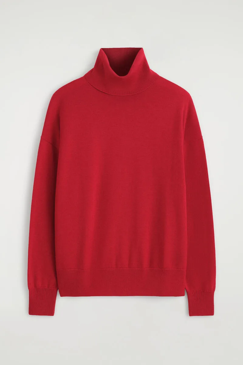 Leather-Patch Merino Wool Mock-Neck Sweater by COS