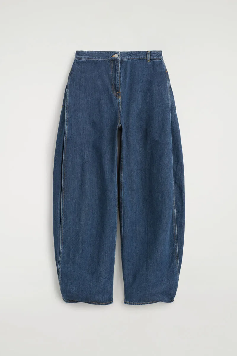 Pleated-Panel Denim Barrel-Leg Pants by COS