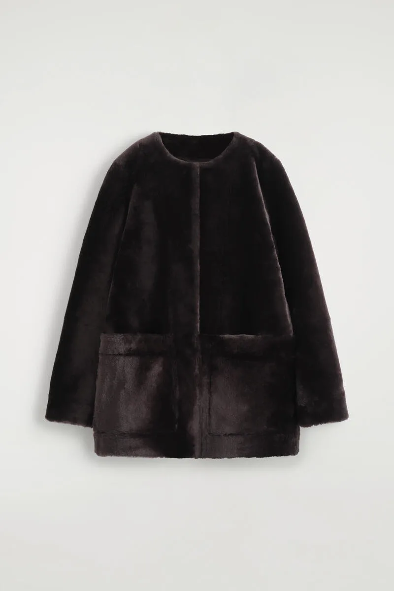 Collarless Shearling Jacket by COS