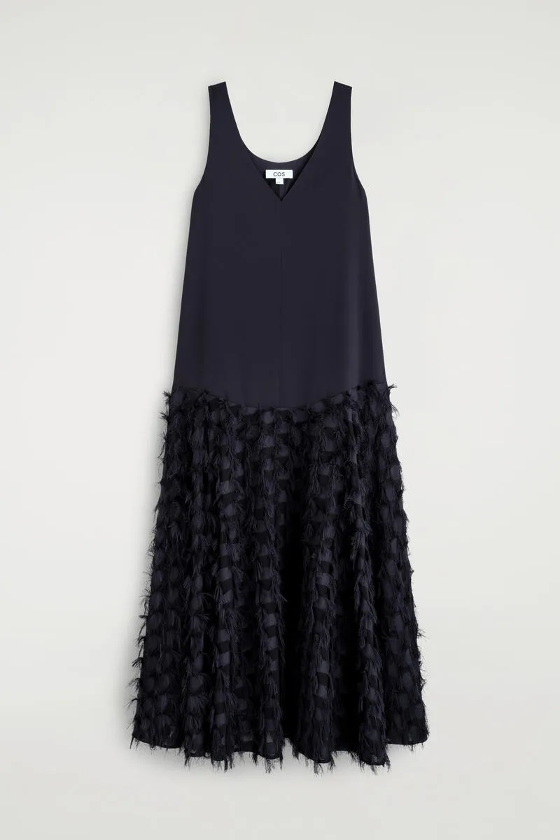 Textured Dropped-Waist Maxi Dress