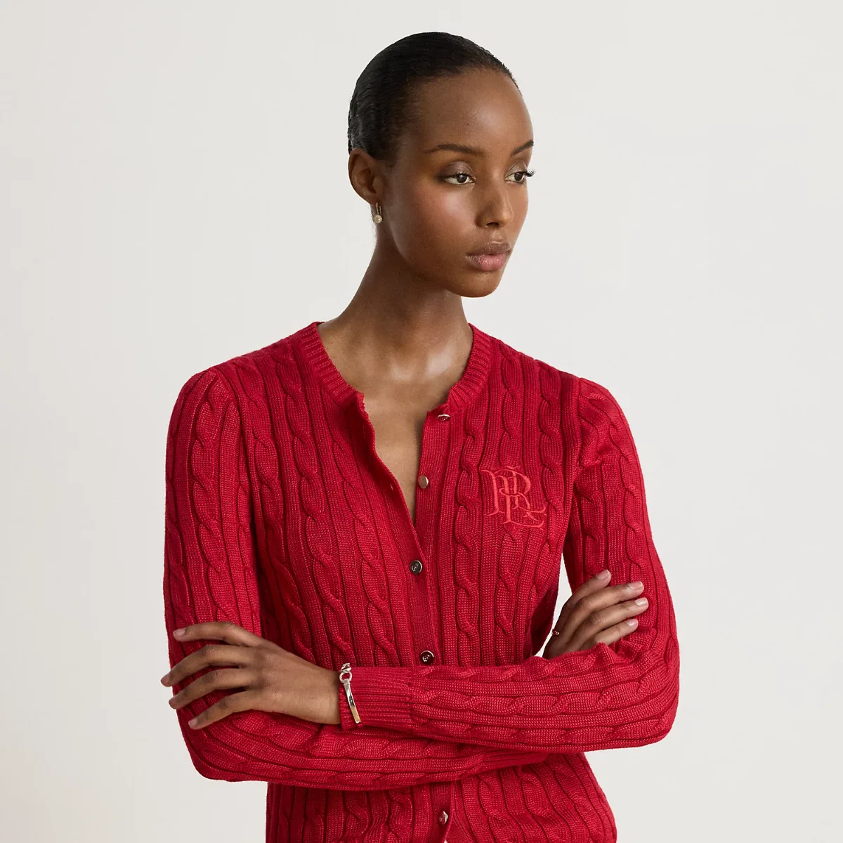 Cable-Knit Cotton-Blend Cardigan by Ralph Lauren Petite