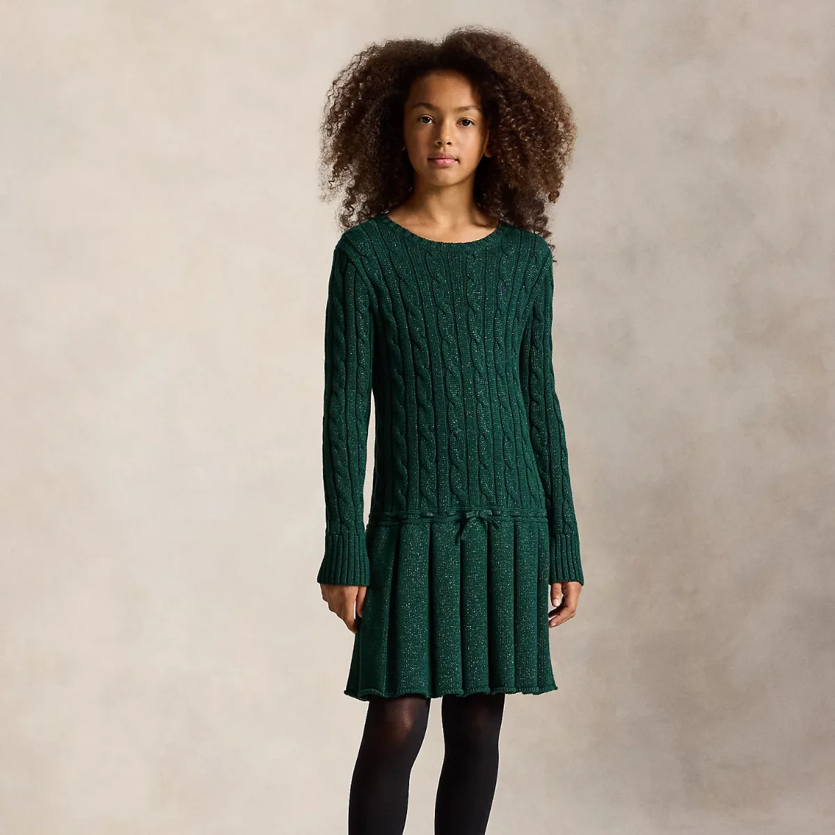 Metallic Cable-Knit Cotton Jumper Dress by Ralph Lauren