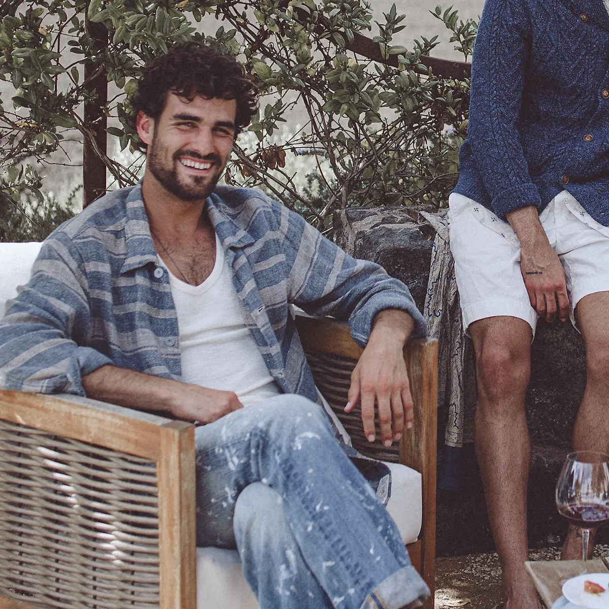 Indigo Striped Linen Overshirt by Ralph Lauren RRL