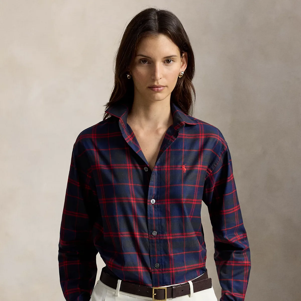 Relaxed Fit Plaid Cotton Twill Shirt