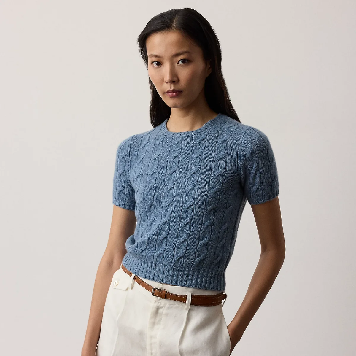 Cashmere Cable-Knit Cropped Jumper by Ralph Lauren Collection