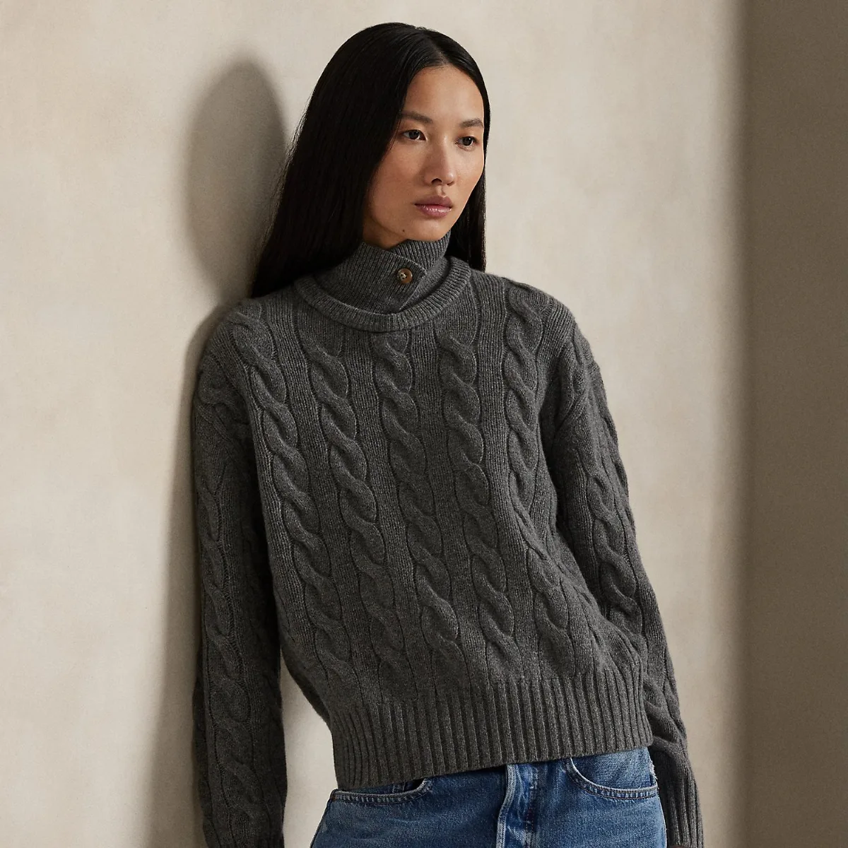 Cable-Knit Wool-Cashmere Polo Jumper by Polo Ralph Lauren