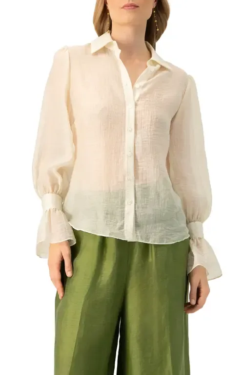 See-Through Long Sleeve Shirt with Wide Cuffs by IVONNE
