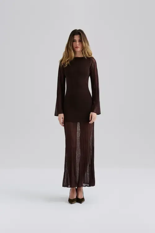 Haisley Sheer Knitted Maxi Dress by Malina