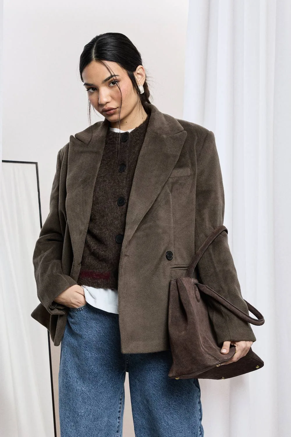 Tailored Wool Look Blazer by boohoo