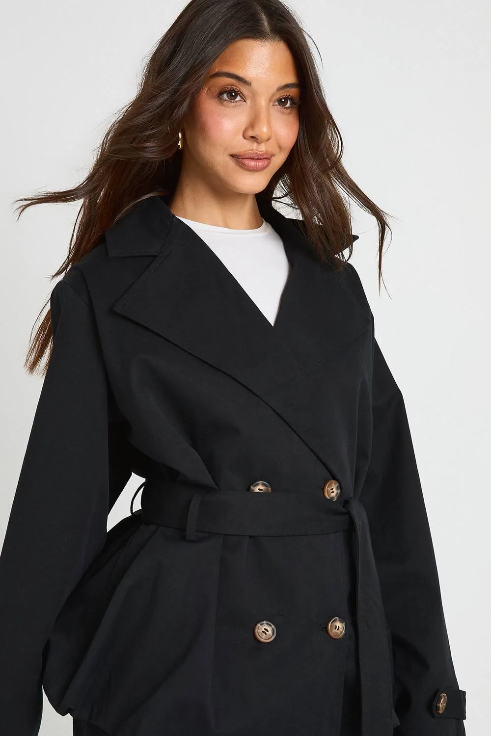 Peplum Hem Trench Coat by boohoo