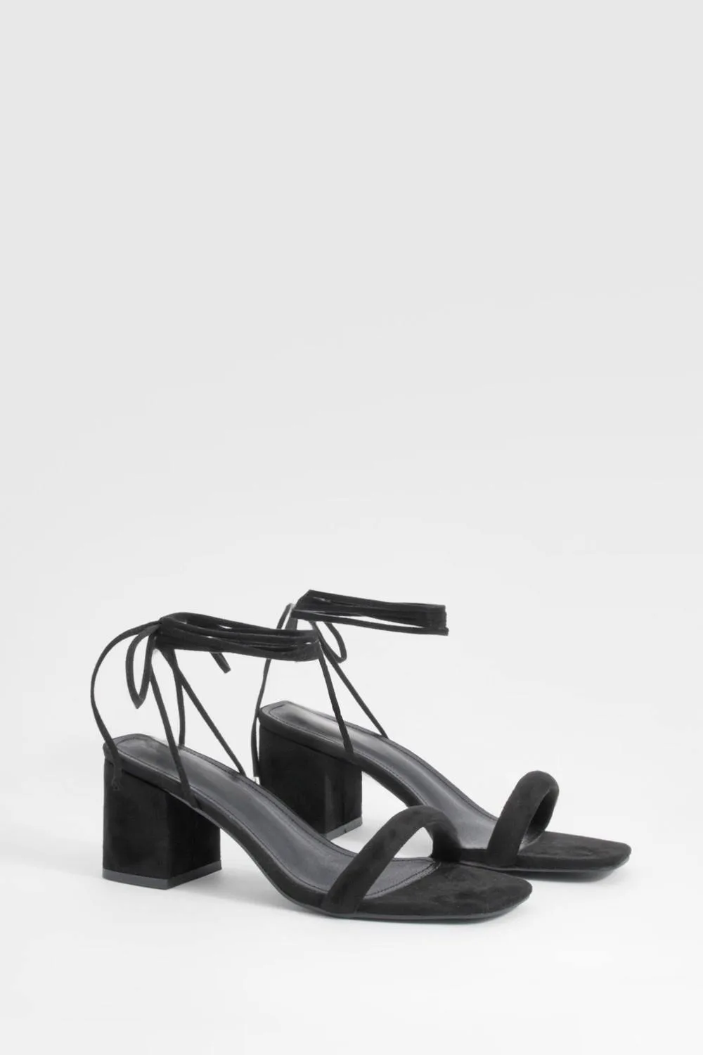 Low Block Wrap Up Heels by boohoo