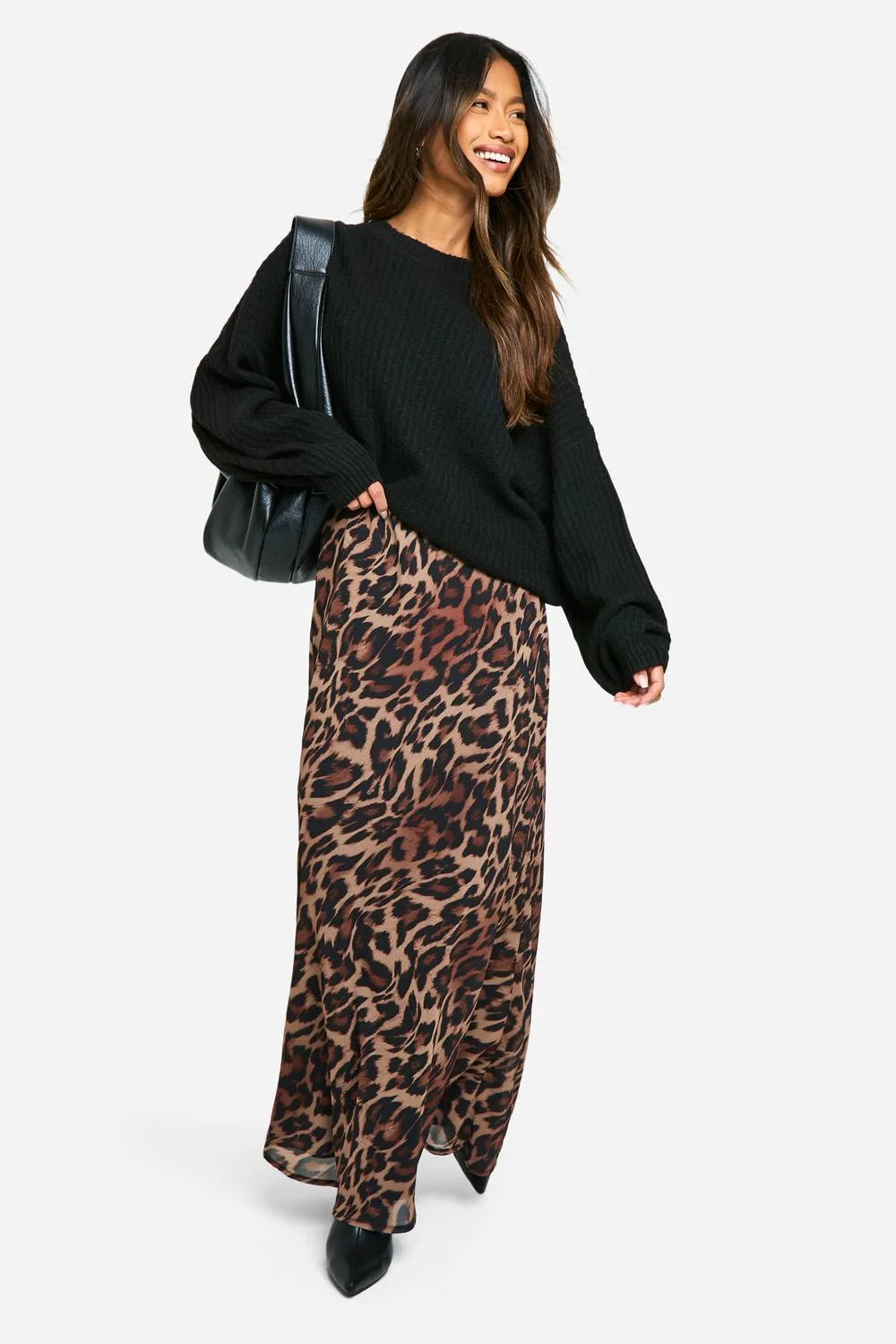 Leopard Chiffon Maxi Skirt by boohoo