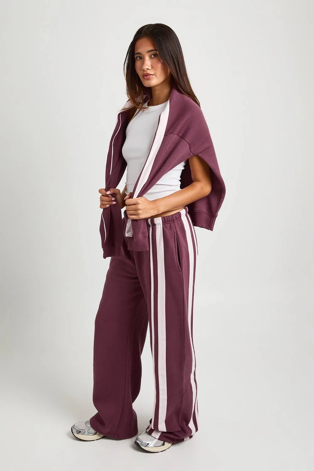 Stripe Detail Straight Leg Jogger Pants by boohoo