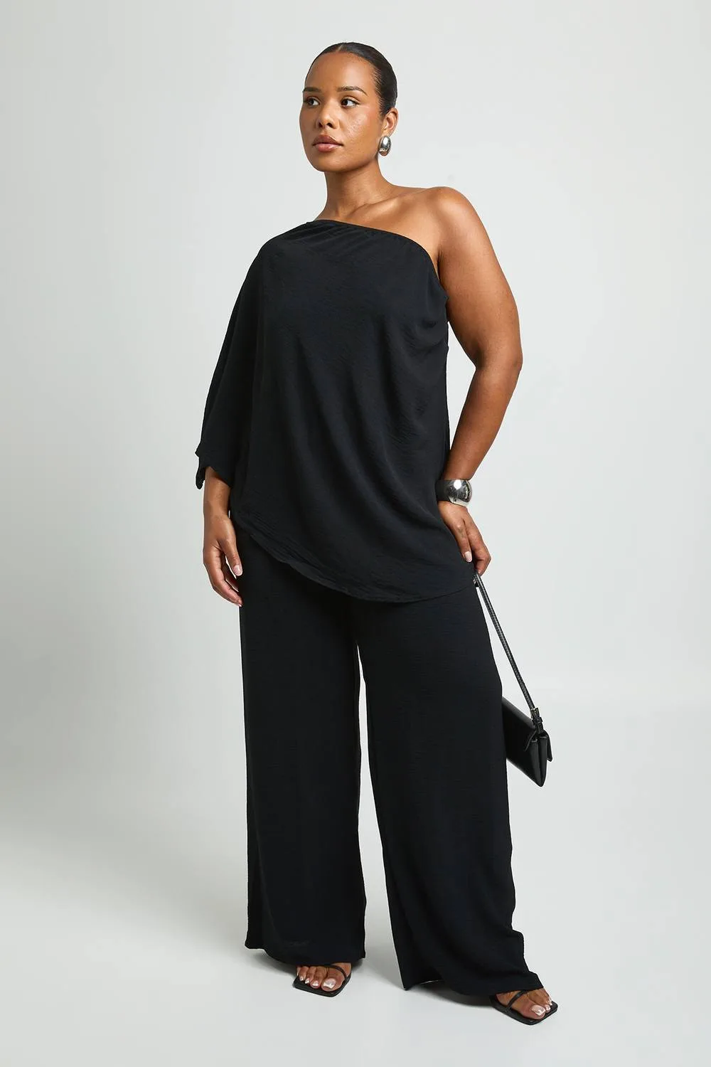 Cape One Shoulder Top & Wide Leg Trouser Co Ord by boohoo