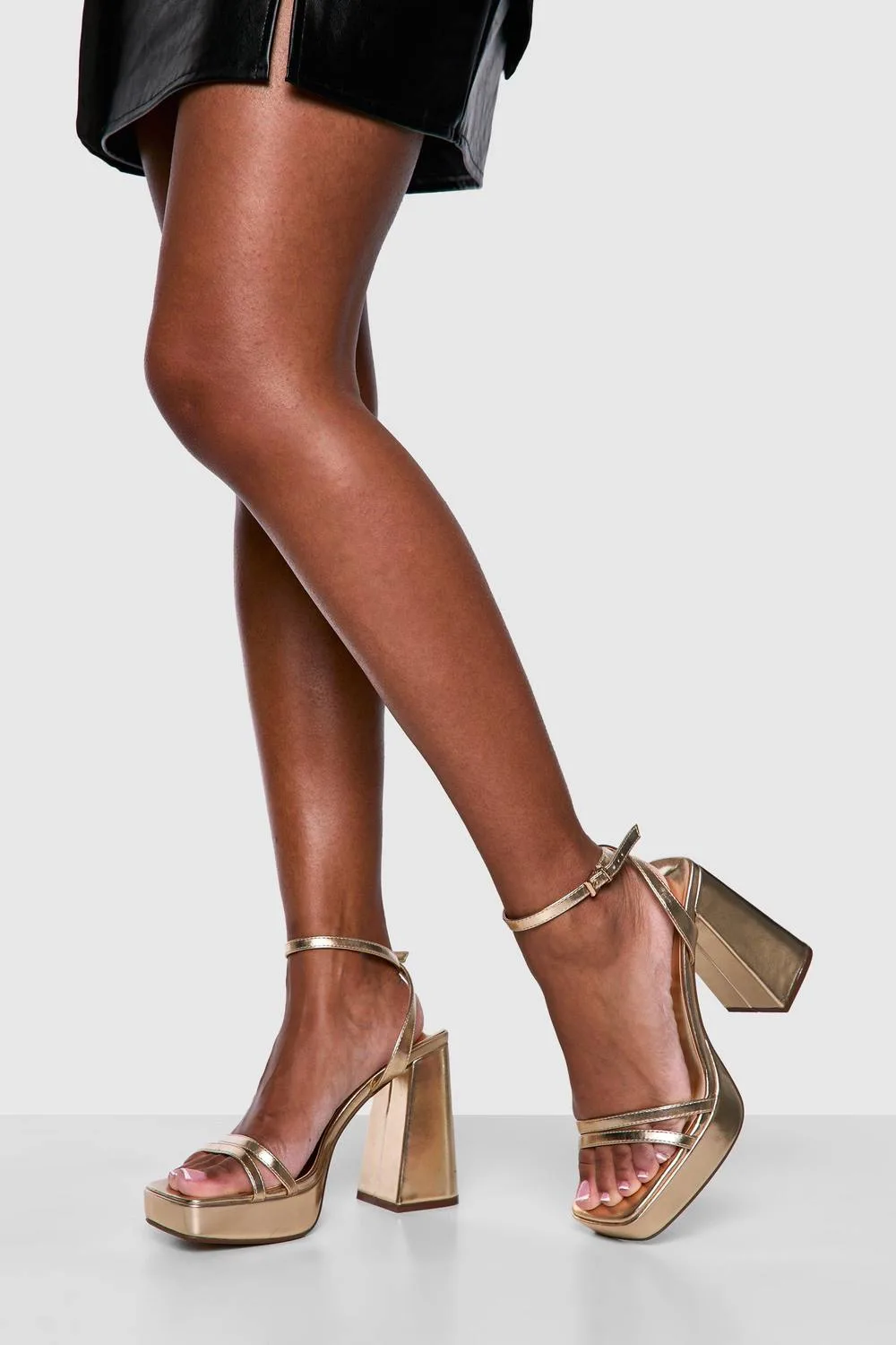 Wide Fit Multi Strap High Platform Two Part Heels by boohoo