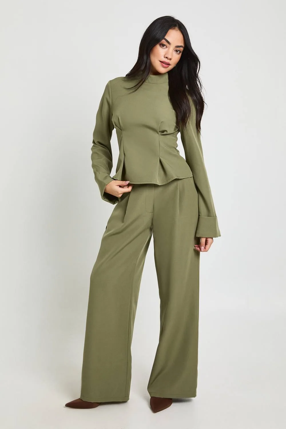 Pocket Detail Wide Leg Trousers