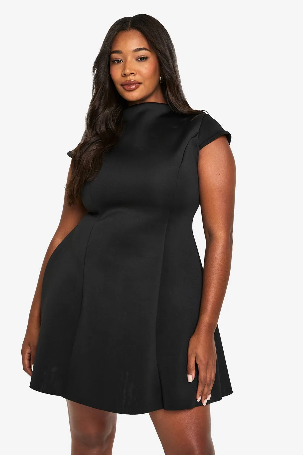 Structured Mini Skater Dress by boohoo