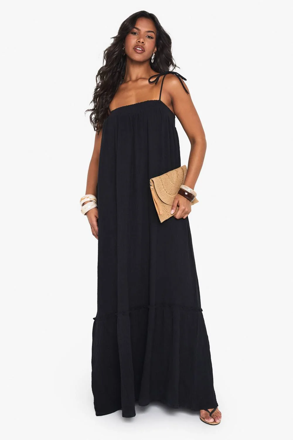 Textured Smock Maxi Dress by boohoo