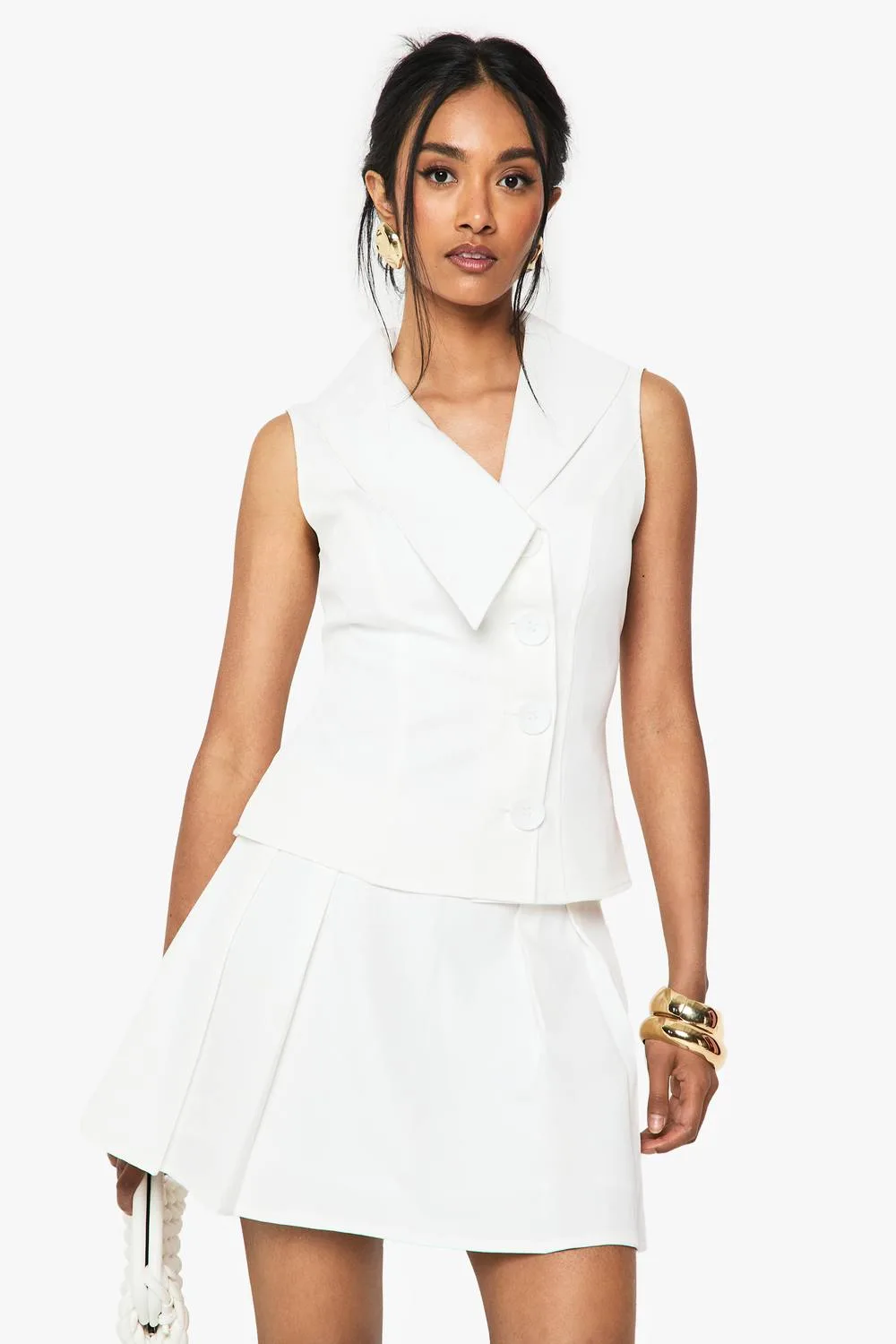 Side Pleat Tailored Mini Skirt by boohoo