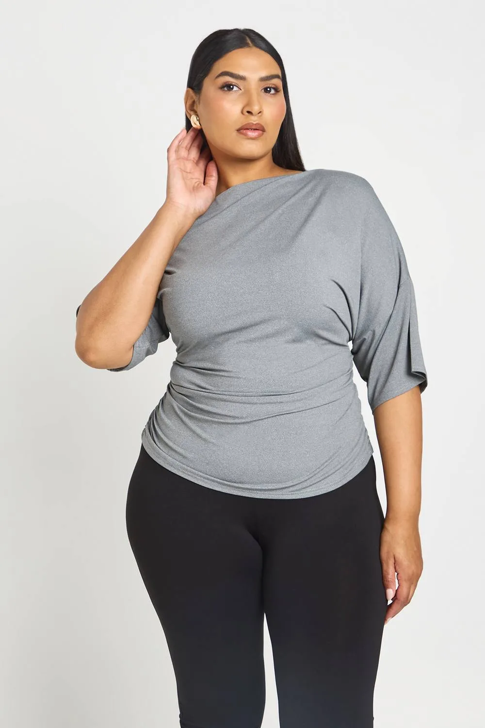 Off-The Shoulder Ruched Short Sleeve Top by boohoo