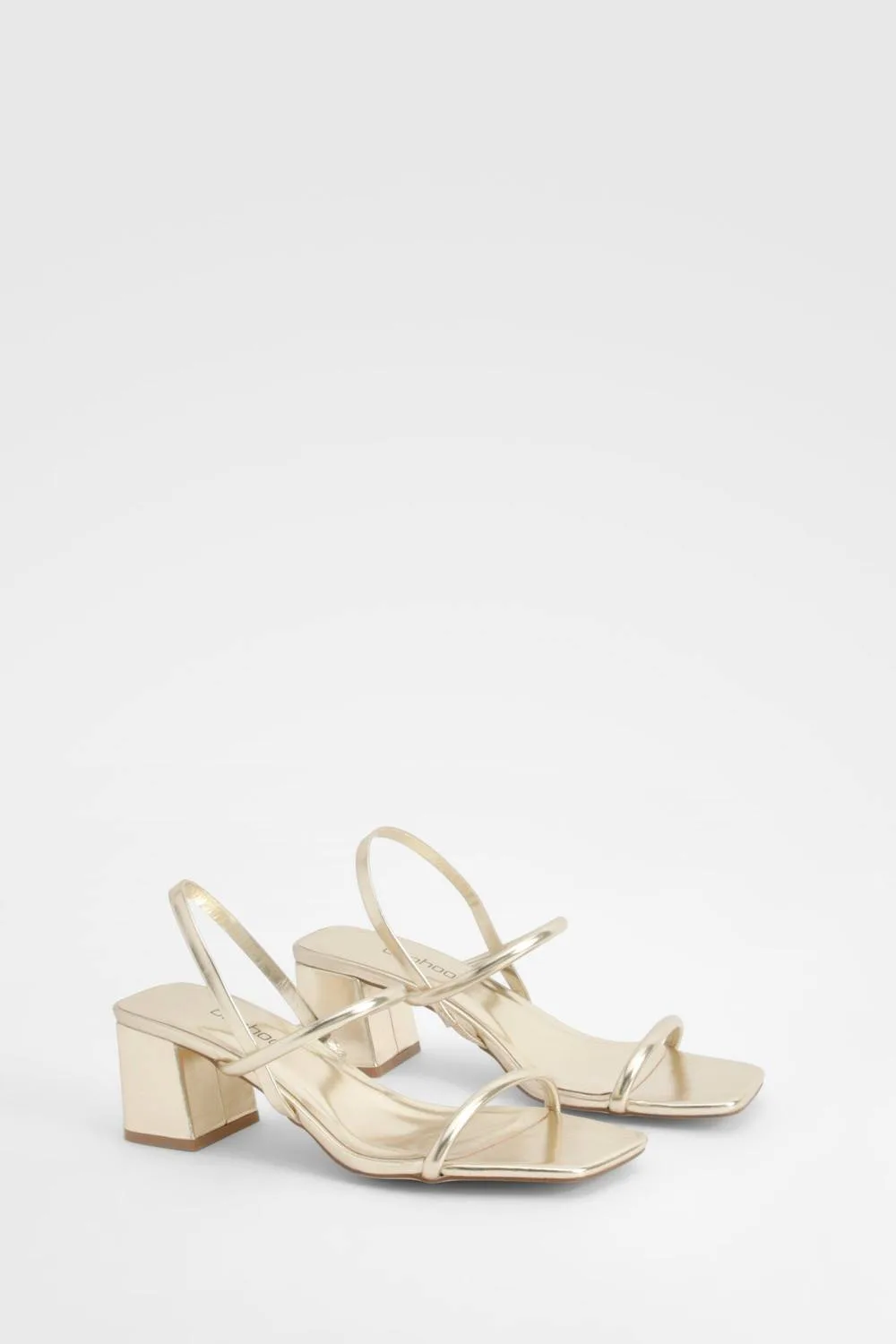 Wide Fit Metallic Low Block Slingback Heels by boohoo