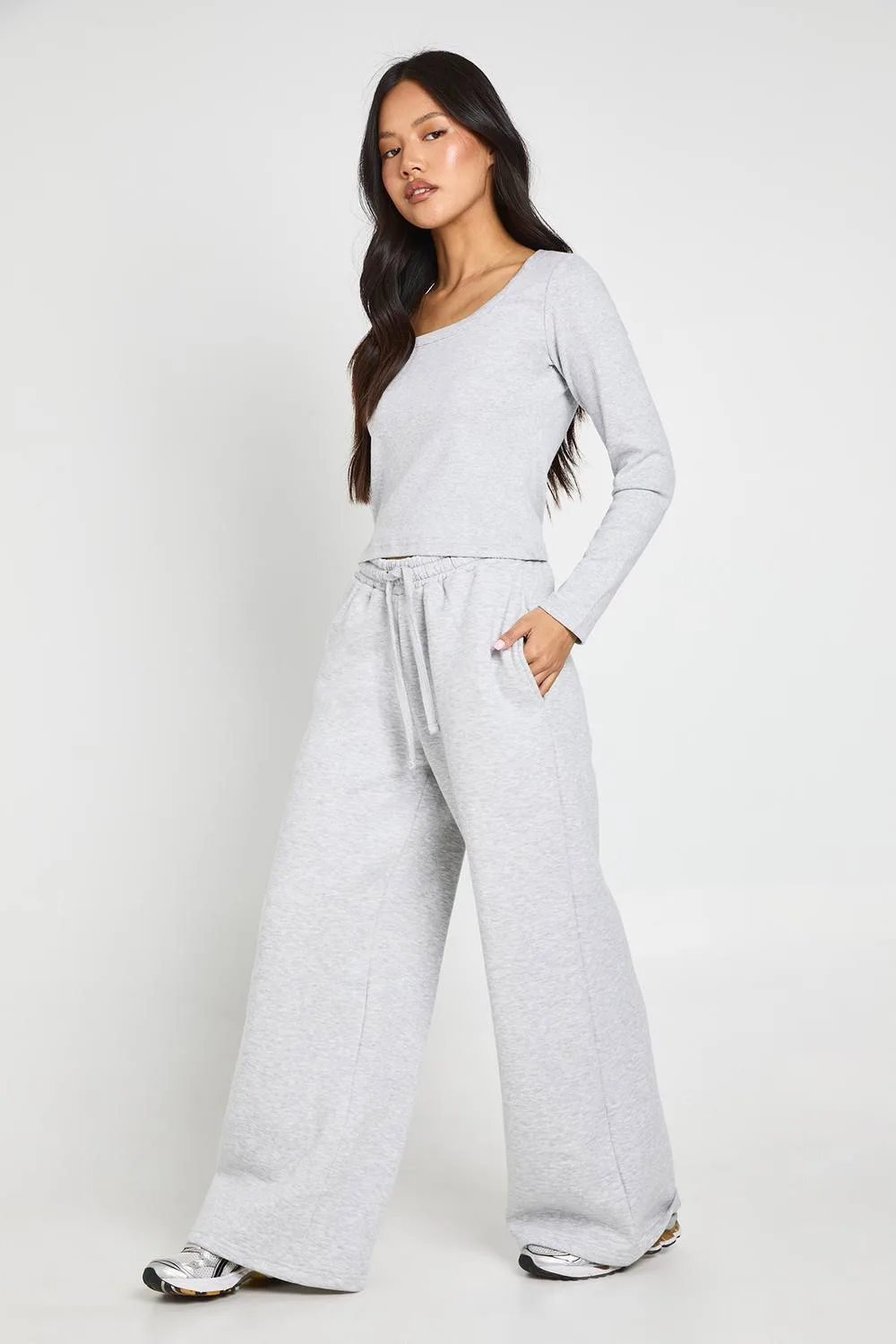 Scoop Neck Long Sleeve Top & Straight Leg Jogger Tracksuit