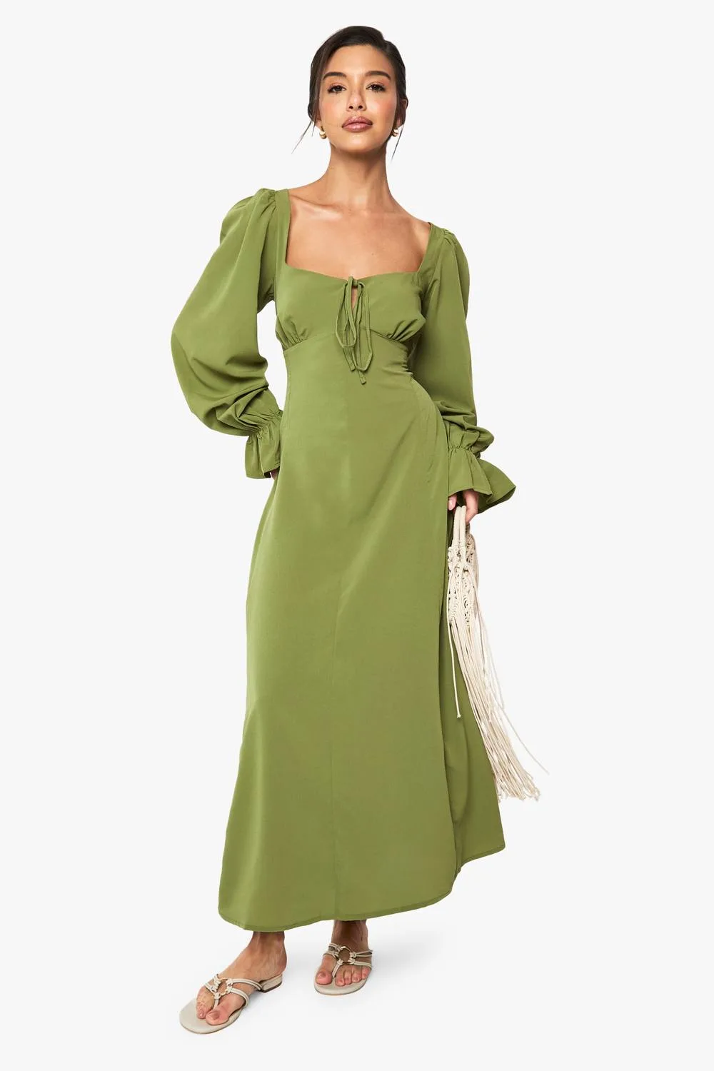Textured Milkmaid Maxi Dress by boohoo