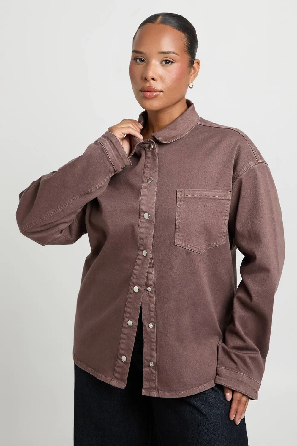Oversized Denim Shirt by boohoo