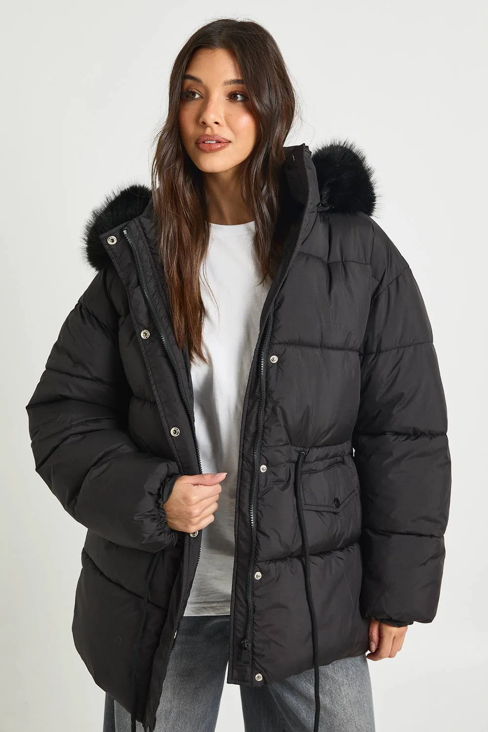 Faux Fur Trim Parka by boohoo