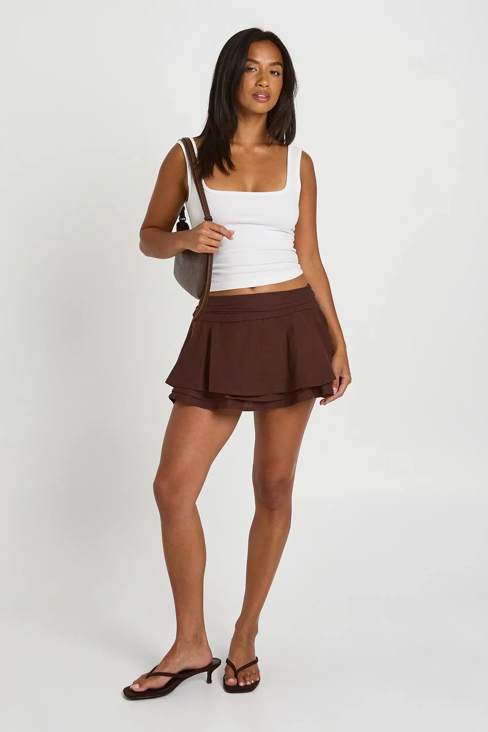 Linen Look Rara Skirt by boohoo