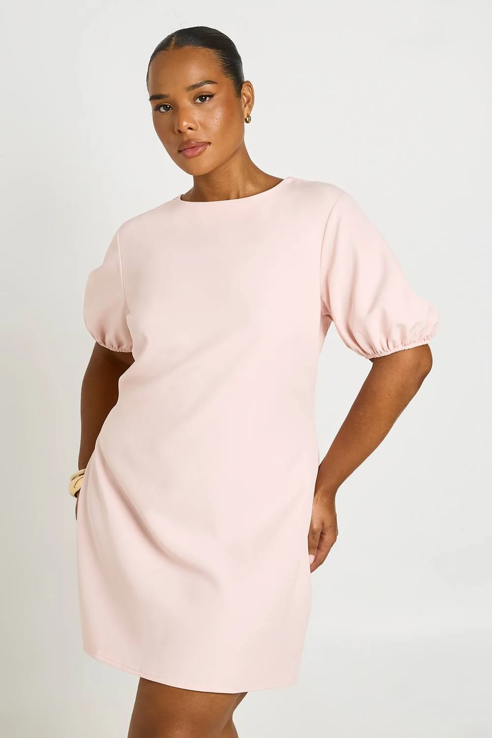 Tailored Puff Sleeve Shift Dress by boohoo