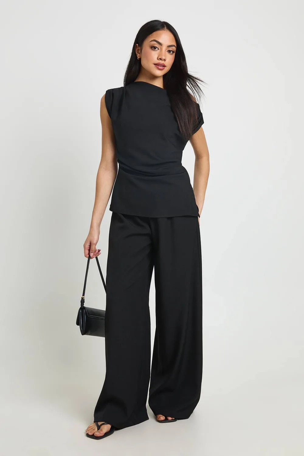 One Shoulder Longline Top & Straight Leg Trouser Co-Ord