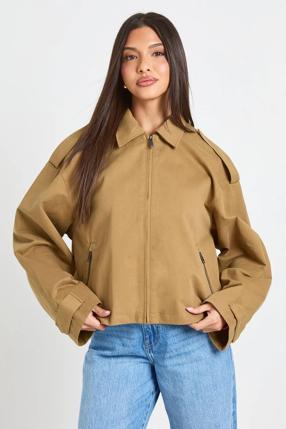 Collared Lightweight Bomber Jacket by boohoo