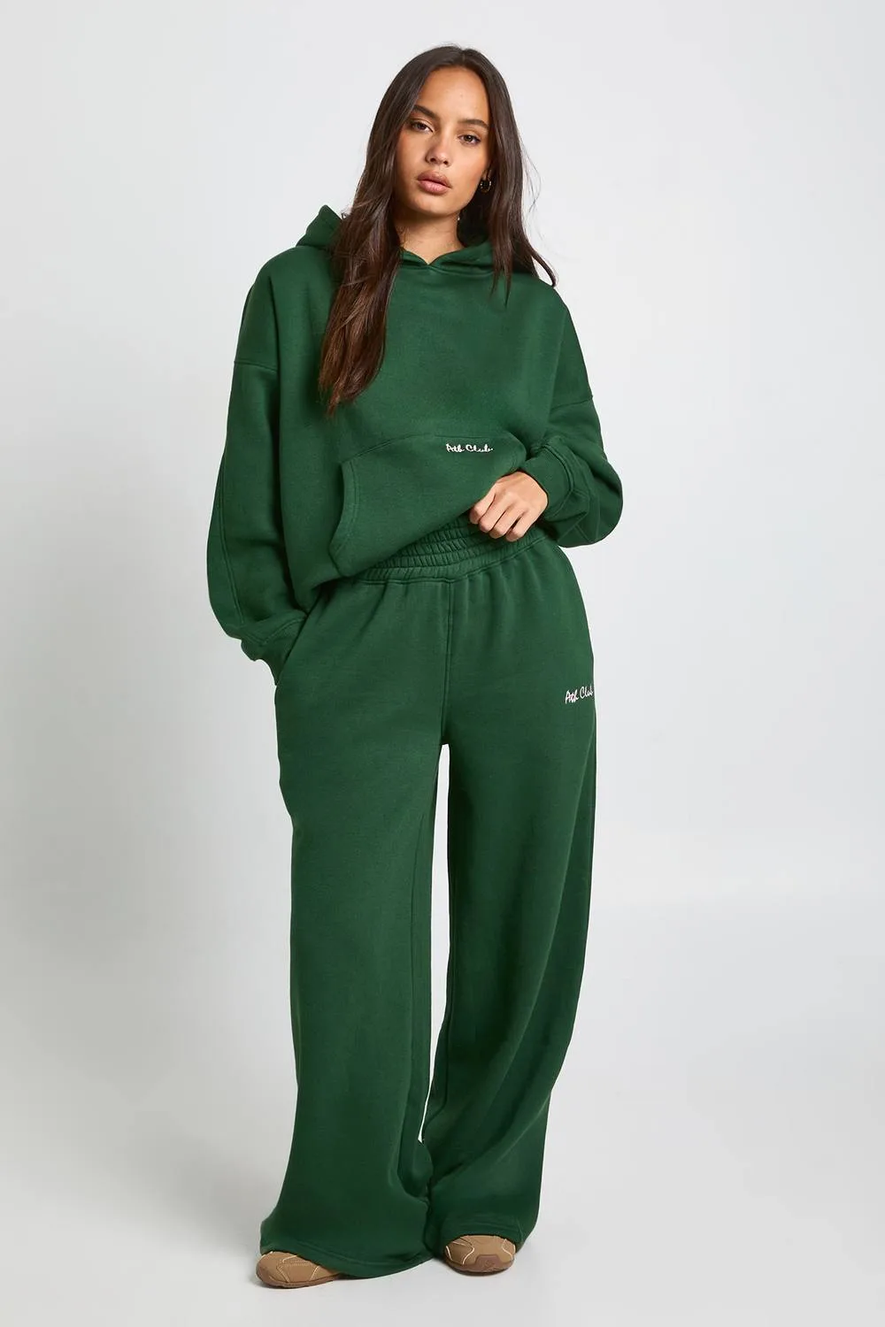 Ath Club Embroidered Deep Waistband Straight Leg Jogger Pants by boohoo