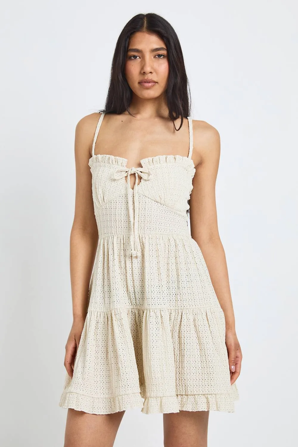Tall Textured Frill Smock Dress by boohoo