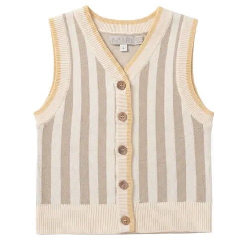 Striped Knit Button Front Rib Trim Vest by No18 Kids
