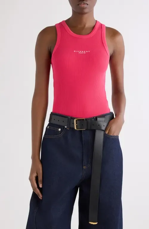 Embroidered Logo Stretch Cotton Rib Tank by Givenchy