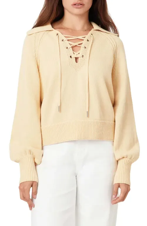 Lace-Up Cotton Sweater by Habitual