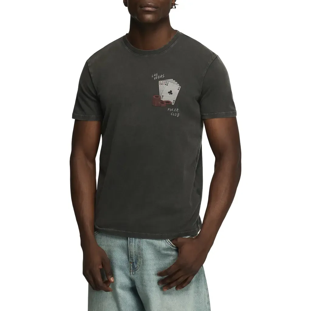 Vegas Poker Club Cotton Graphic T-Shirt by Lucky Brand