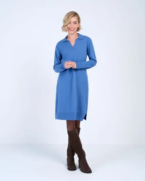 Trophy Neck Wool Shirt Dress by Kettlewell