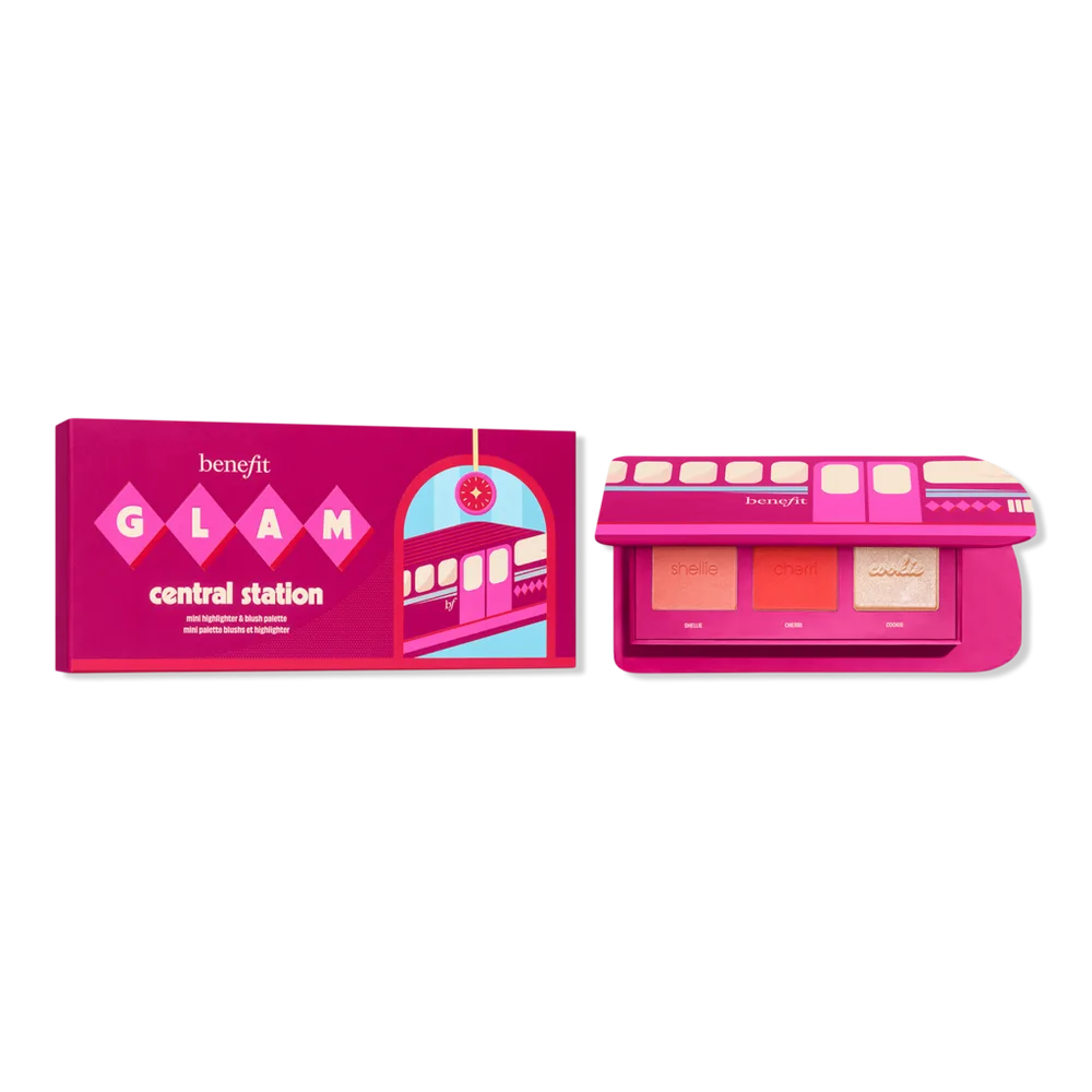 Glam Central Station Mini Cheek Palette Blush & Highlighter Gift Set by Benefit Cosmetics