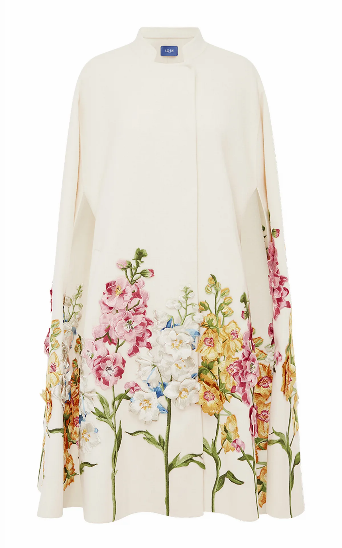 Clover Embroidered Wool Cape Jacket