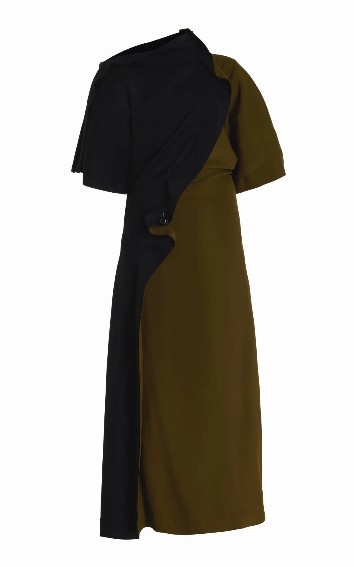 Pierced Draped Crepe Midi Dress by Bottega Veneta