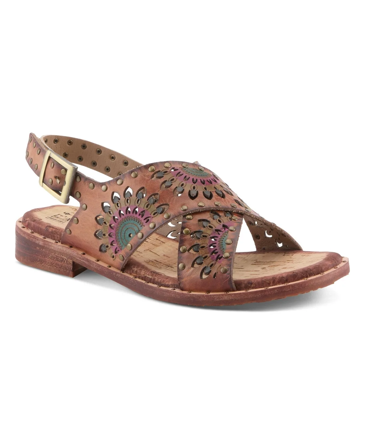 Crossroads Hand-Painted Sandal with Cushioned Easy Fit by L'artiste